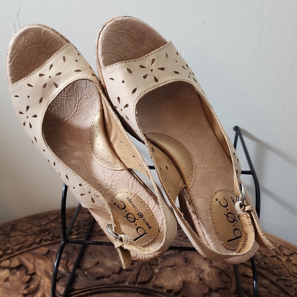 b.o.c. Tan Sandals with Perforated Design as is.